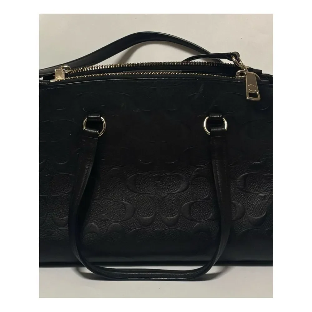 Rare~ Coach STANTON CARRYALL 26 IN SIGNATURE EMBOSSED Black LEATHER